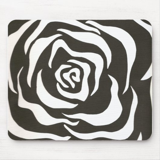 黒い及び白い花 マウスパッド (正面)