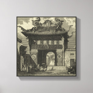 黒い及び白のアジア帝国寺院 キャンバスプリント