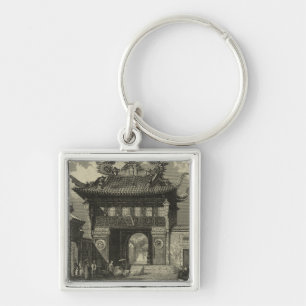 黒い及び白のアジア帝国寺院 キーホルダー