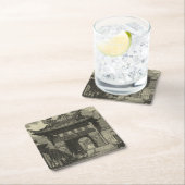 黒い及び白のアジア帝国寺院 スクエアペーパーコースター (インサイチュ)