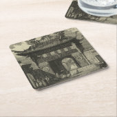 黒い及び白のアジア帝国寺院 スクエアペーパーコースター (アングル)