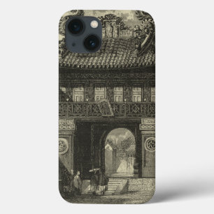 黒い及び白のアジア帝国寺院 iPhone 13ケース
