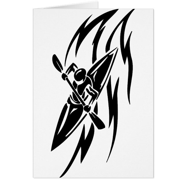 黒い及び白のカヤックを漕ぐ極度なスポーツのグラフィック (正面)