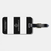 黒い及び白のストライプな月桂樹のリースのモノグラム ラゲッジタグ (裏面横)