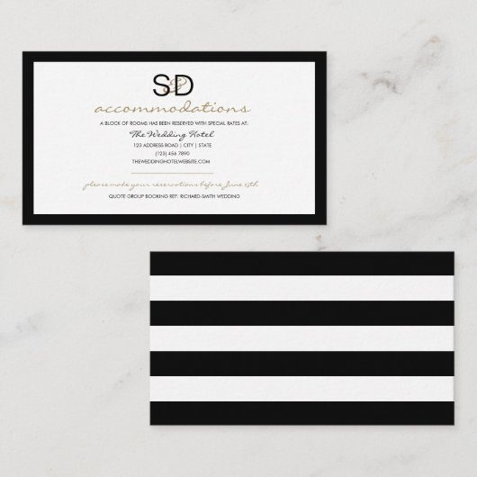 黒い及び白のストライプな結婚式の調節 エンクロージャーカード (正面/裏面)