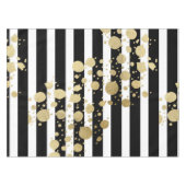 黒い及び白のストライプのフェイクな金ゴールドのペンキの(ばちゃばちゃ)跳ねる テーブルクロス (正面(横))