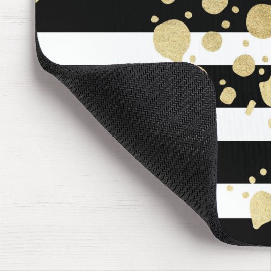 黒い及び白のストライプのフェイクな金ゴールドのペンキの(ばちゃばちゃ)跳ねる マウスパッド (コーナー)