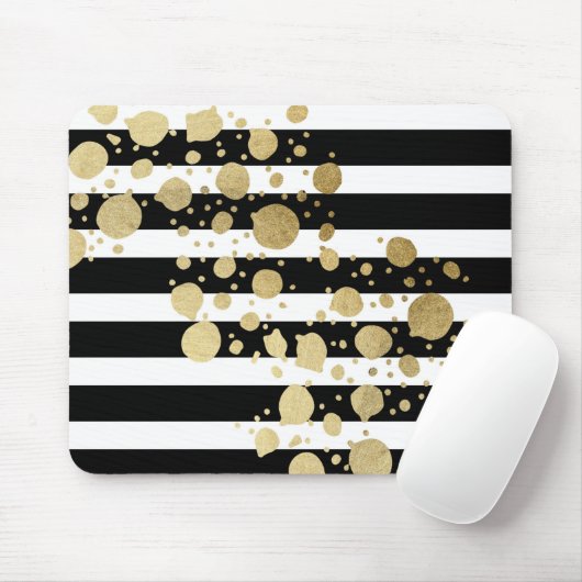 黒い及び白のストライプのフェイクな金ゴールドのペンキの(ばちゃばちゃ)跳ねる マウスパッド (マウス)