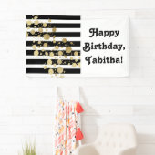 黒い及び白のストライプのフェイクな金ゴールドのペンキの(ばちゃばちゃ)跳ねる 横断幕 (インサイチュ)