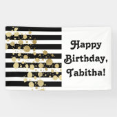 黒い及び白のストライプのフェイクな金ゴールドのペンキの(ばちゃばちゃ)跳ねる 横断幕 (横)