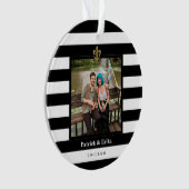 黒い及び白のストライプの(紋章の)フラ・ダ・リの写真 オーナメント (正面)