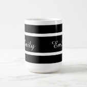 黒い及び白のストライプは、あなたの名前を加えます コーヒーマグカップ (中央)