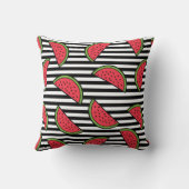 黒い及び白のストライプパターンのスイカ クッション (裏面)