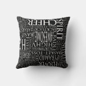 黒い及び白のチアリーティングの単語の雲の枕 クッション (裏面)