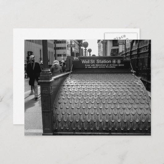 黒い及び白のニューヨークシティウォールストリートの写真 ポストカード (正面/裏面)