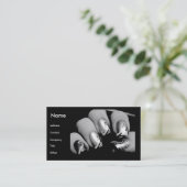 黒い及び白のネイルアーチストのネイル 名刺 (スタンド正面)