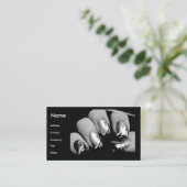 黒い及び白のネイルアーチストのネイル 名刺 (スタンド正面)