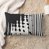 黒い及び白の抽象的な腰神経の枕 ランバークッション (ブランケット)