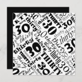 黒い及び白の第30誕生日のパーティの招待状 招待状 (正面/裏面)