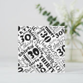 黒い及び白の第30誕生日のパーティの招待状 招待状 (スタンド正面)