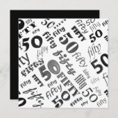 黒い及び白の第50誕生日のパーティの招待状 招待状 (正面/裏面)