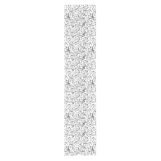 黒い及び白の踊りのノート ショートテーブルランナー (正面)