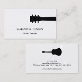 黒い及び白クールで及びモダンなギターの先生音楽 名刺 (正面/裏面)