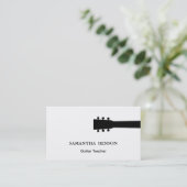 黒い及び白クールで及びモダンなギターの先生音楽 名刺 (スタンド正面)