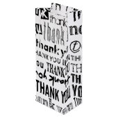 黒い及び白タイポグラフィのギフトバッグありがとう ワインギフトバッグ (裏面アングル)