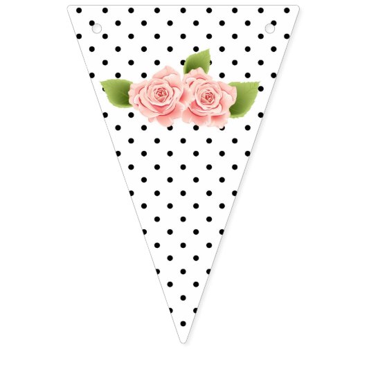 黒い及び白旗をバントするピンクの花を設計します バンティングフラッグ (第2の旗)