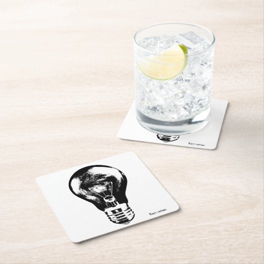 黒い及び白色光の球根-コースター スクエアペーパーコースター (インサイチュ)