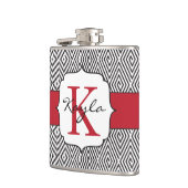 黒い及び白赤いモノグラムは渦巻きます フラスク (左)