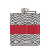 黒い及び白赤いモノグラムは渦巻きます フラスク (裏面)