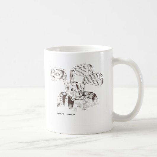 黒い及び白(マグ)のゴルフクラブ コーヒーマグカップ (右)