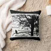 黒い及び白Nevermoreシルエットをあさり歩いて下さい クッション (ブランケット)