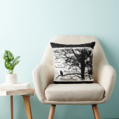 黒い及び白Nevermoreシルエットをあさり歩いて下さい クッション (椅子)