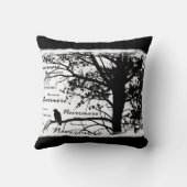 黒い及び白Nevermoreシルエットをあさり歩いて下さい クッション (裏面)