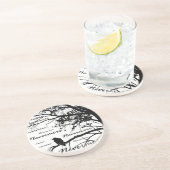 黒い及び白Nevermoreシルエットをあさり歩いて下さい コースター (側面)