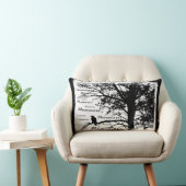 黒い及び白Nevermoreシルエットをあさり歩いて下さい ランバークッション (椅子)