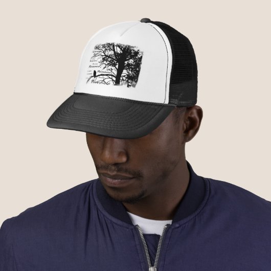 黒い及び白Nevermoreワタリガラスのシルエットを描いて下さい キャップ (インサイチュ)