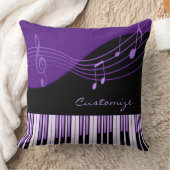 黒い及び紫色の音楽的なメロディーの装飾用クッション クッション (ブランケット)