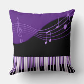 黒い及び紫色の音楽的なメロディーの装飾用クッション クッション (裏面)