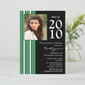 黒い及び緑の写真の卒業の招待状 招待状 (スタンド正面)