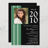 黒い及び緑の写真の卒業の招待状 招待状 (正面/裏面)