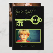 黒い及び緑の第21誕生会の鍵の招待状 招待状 (正面/裏面)