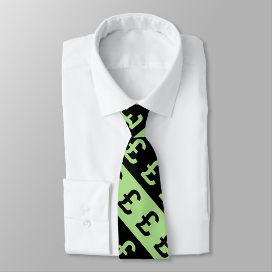 黒い及び緑ポンドは(£)縞模様に署名します ネクタイ (タイ)