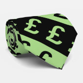 黒い及び緑ポンドは(£)縞模様に署名します ネクタイ (ロール)