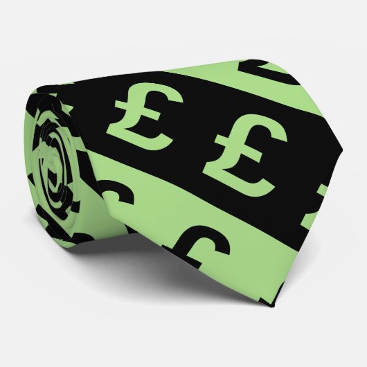 黒い及び緑ポンドは(£)縞模様に署名します ネクタイ (ロール)