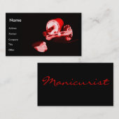 黒い及び赤のネイルアーチスト 名刺 (正面/裏面)