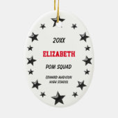 黒い及び赤のPomのブルネットの分隊 セラミックオーナメント (裏面)